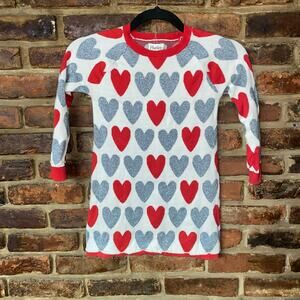 Hatley Girls Ivory Red Valentine's Day Knit Heart Sweater Dress Youth Size 5